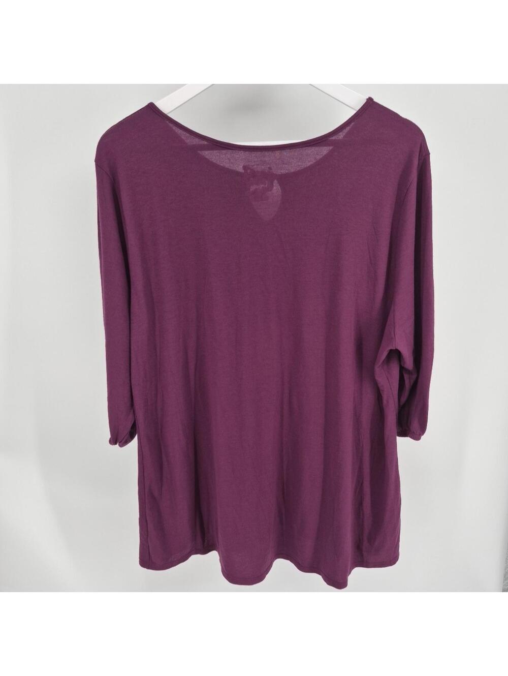 JMS Just My Size Women Top 2X Purple Shirt Floral Balloon 3/4 Sleeve Tee - Picture 9 of 14